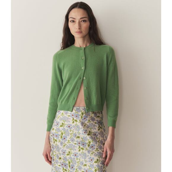 Dôen Claudine Cashmere Cardigan Sweater Light Kelly Green - XS - Picture 1 of 8